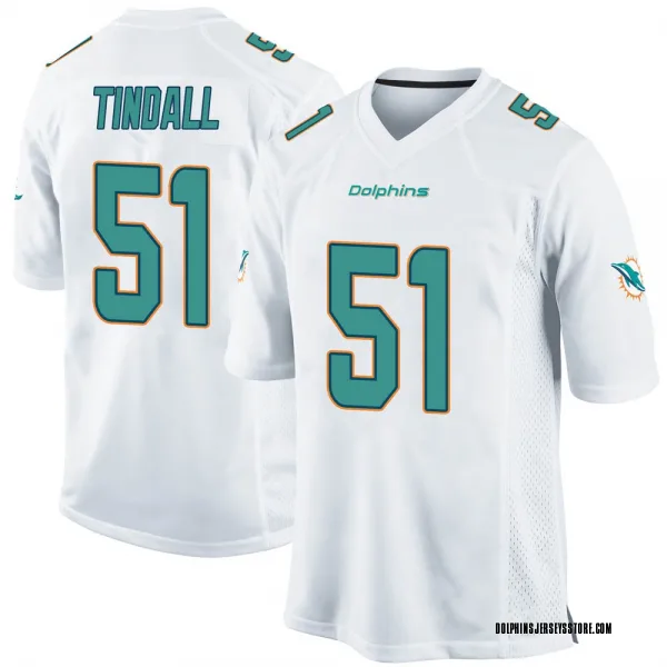 Men's Channing Tindall Miami Dolphins Game White Jersey