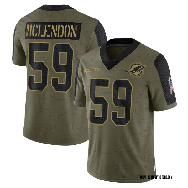 Men's Derrick McLendon Miami Dolphins Limited Olive 2021 Salute To Service Jersey
