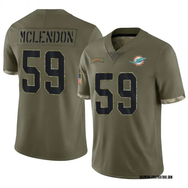 Men's Derrick McLendon Miami Dolphins Limited Olive 2022 Salute To Service Jersey
