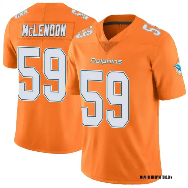 Men's Derrick McLendon Miami Dolphins Limited Orange Color Rush Jersey