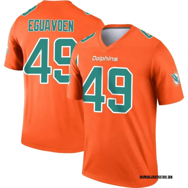 Men's Sam Eguavoen Miami Dolphins Legend Orange Inverted Jersey