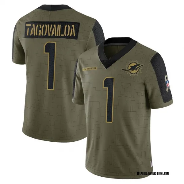 Men's Tua Tagovailoa Miami Dolphins Limited Olive 2021 Salute To Service Jersey