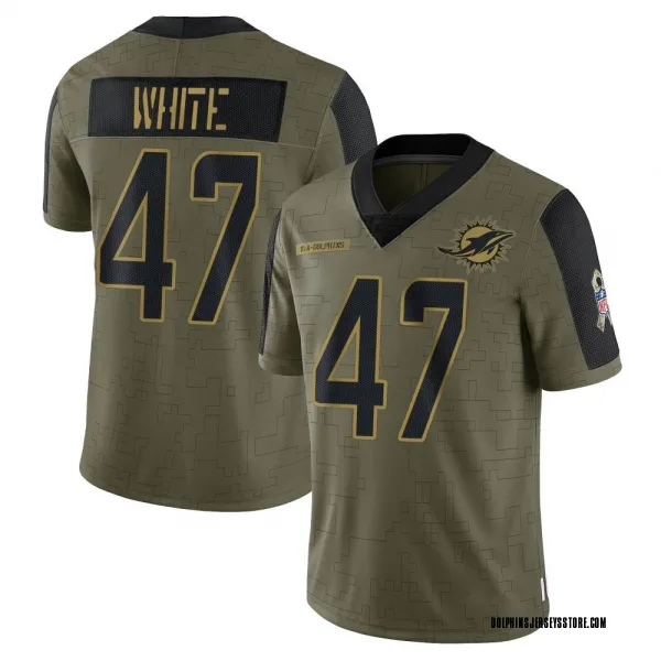 Men's ZaQuandre White Miami Dolphins Limited Olive 2021 Salute To Service Jersey