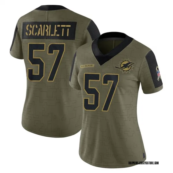 Women's Brennan Scarlett Miami Dolphins Limited Olive 2021 Salute To Service Jersey