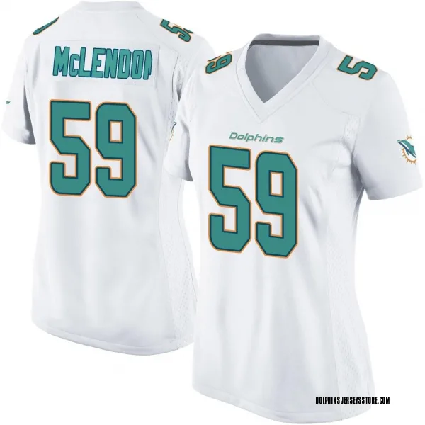 Women's Derrick McLendon Miami Dolphins Game White Jersey