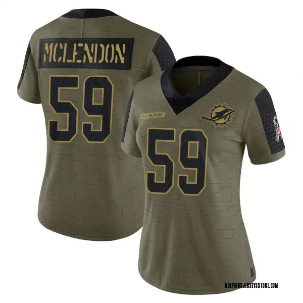 Women's Derrick McLendon Miami Dolphins Limited Olive 2021 Salute To Service Jersey