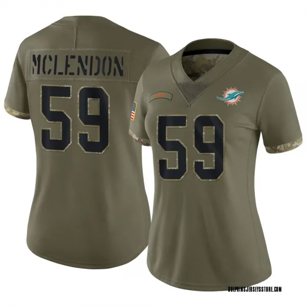 Women's Derrick McLendon Miami Dolphins Limited Olive 2022 Salute To Service Jersey