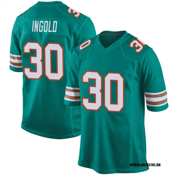 Youth Alec Ingold Miami Dolphins Game Aqua Alternate Jersey