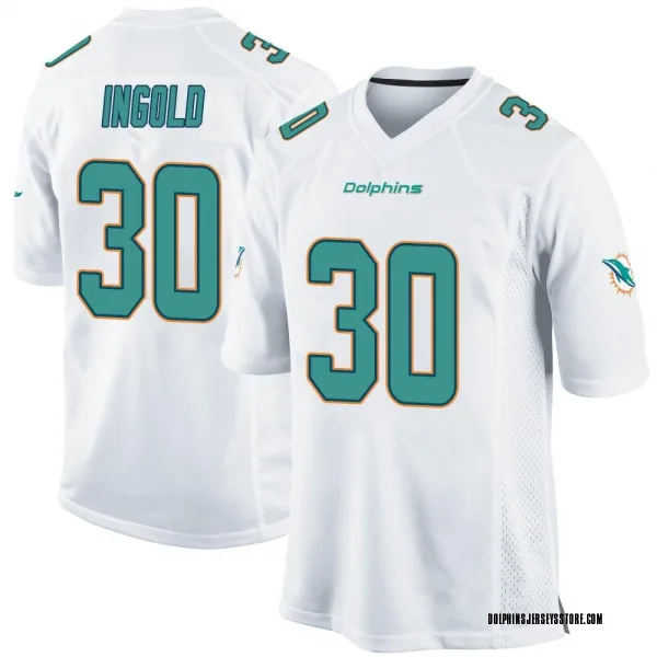 Youth Alec Ingold Miami Dolphins Game White Jersey