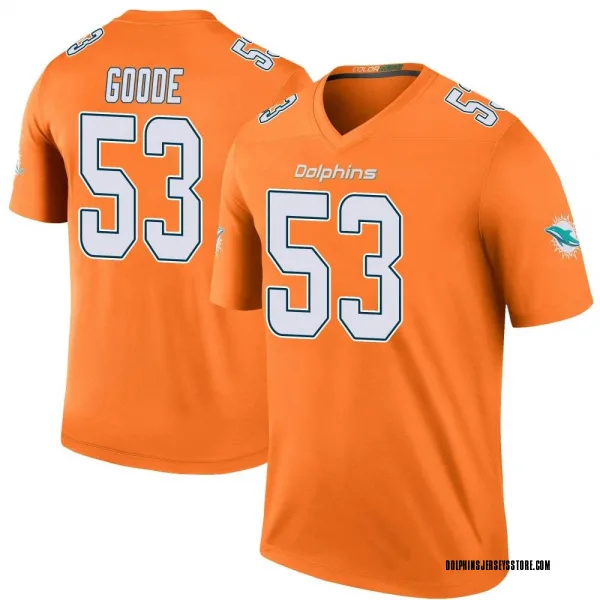 Youth Cameron Goode Miami Dolphins Legend Orange Color Rush Jersey