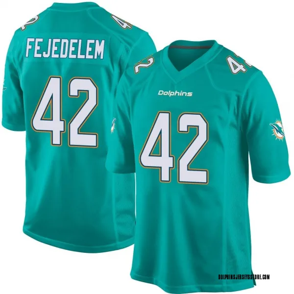 Youth Clayton Fejedelem Miami Dolphins Game Aqua Team Color Jersey