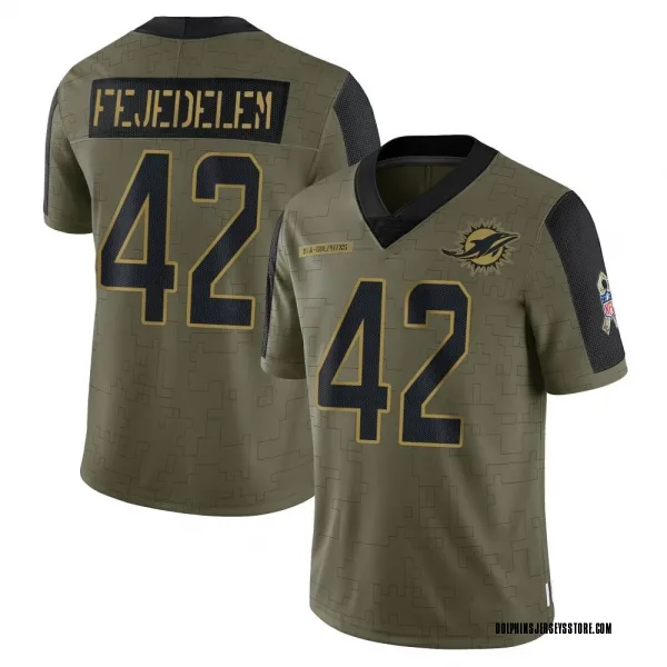 Youth Clayton Fejedelem Miami Dolphins Limited Olive 2021 Salute To Service Jersey