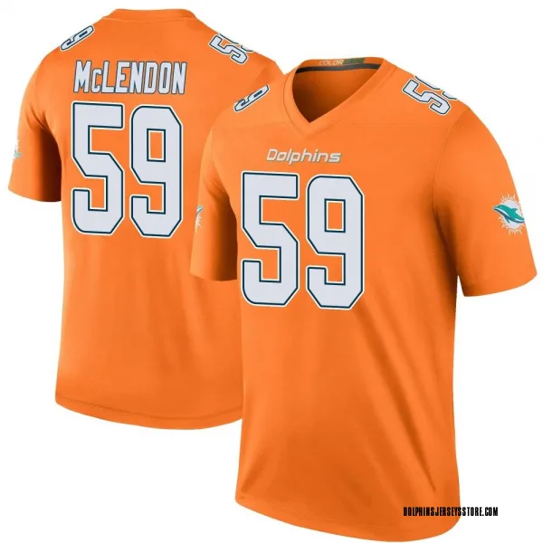 Youth Derrick McLendon Miami Dolphins Legend Orange Color Rush Jersey