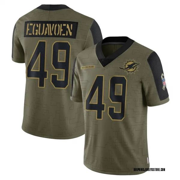 Youth Sam Eguavoen Miami Dolphins Limited Olive 2021 Salute To Service Jersey