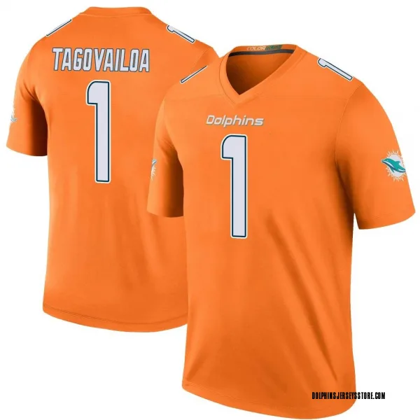 Youth Tua Tagovailoa Miami Dolphins Legend Orange Color Rush Jersey