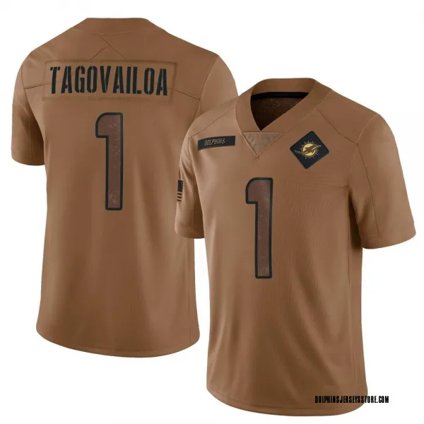 Youth Tua Tagovailoa Miami Dolphins Limited Brown 2023 Salute To Service Jersey