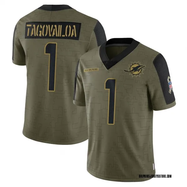 Youth Tua Tagovailoa Miami Dolphins Limited Olive 2021 Salute To Service Jersey